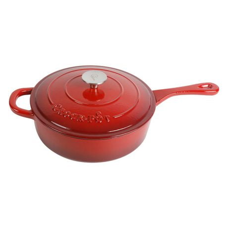 Crock-Pot Artisan 3.5 Qt Enameled Cast Iron Deep SautÃ© Pan W/Lid, Scarlet Red, Round