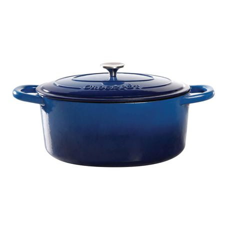 Crock-Pot Artisan 7 Qt Enameled Cast Iron Dutch Oven W/Lid, Sapphire Blue, Oval