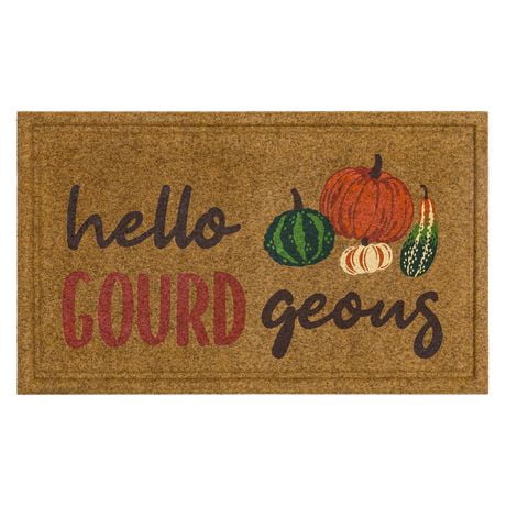Mohawk Home Hello Gourd Faux Coir Polyester Doormat, Brown, 18" x 30"