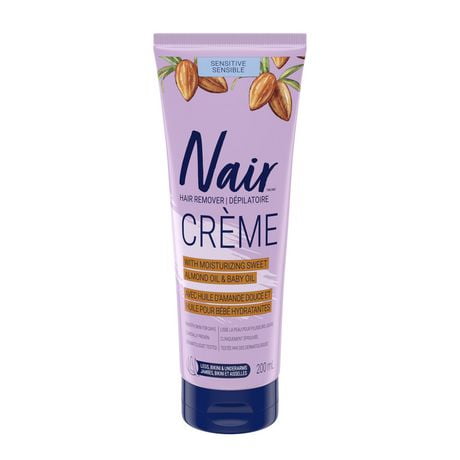 Nair Hair Removal Crème for Sensitive Skin with Sweet Almond Oil and Baby Oil, 200 mL