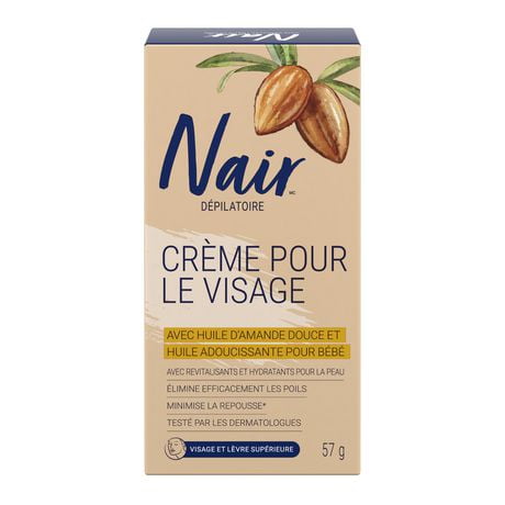 Nair Hair Removal Cream for Face & Upper Lip with Sweet Almond Oil and Baby Oil, 57 g