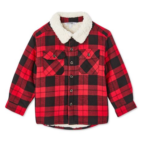 George Toddler Boys' Sherpa-Lined Flannel Shirt - Walmart.ca