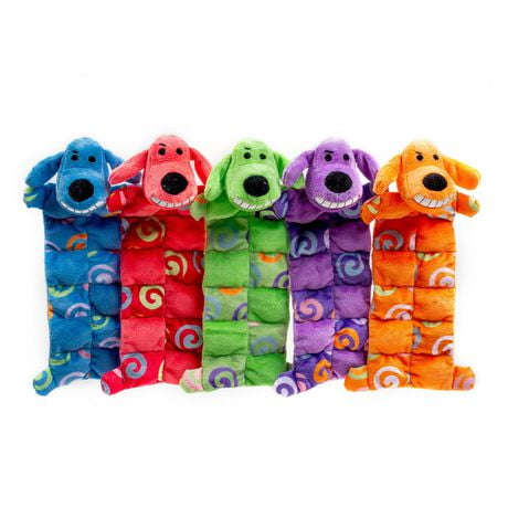 The original Loofa Dog with soft plush material and 13 squeakers
