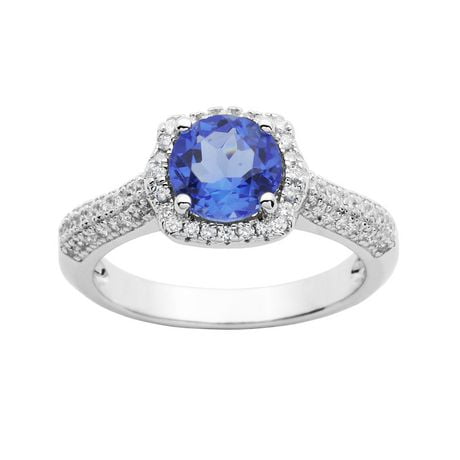 PAJ Sterling Silver Simulated Blue Quartz and Cubic Zirconia Ring ...