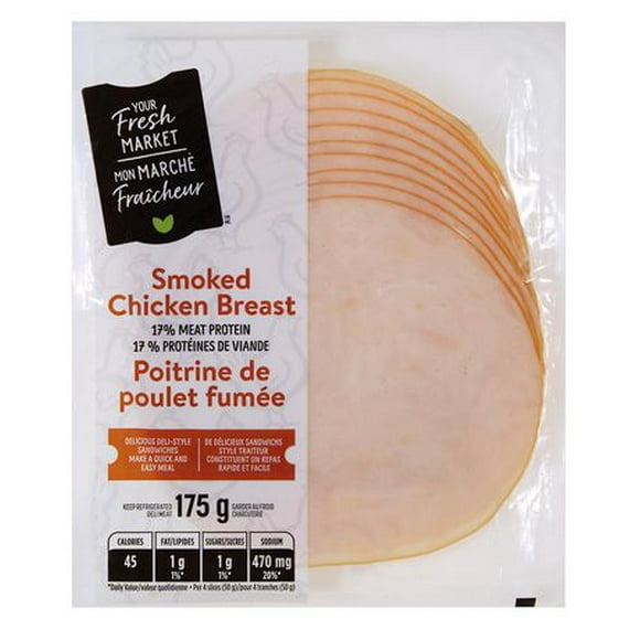 Poitrine de poulet fumée Mon marché fraîcheur 175g