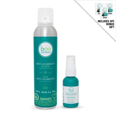 Boo Bamboo All Natural 2Pc Hair Care Set Seal And Shine Serum & Hair Spray + Bonus Gift