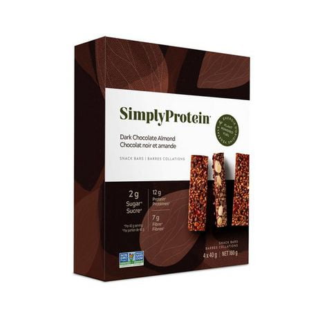 SimplyProtein Chocolat Noir aux Amandes Barre Collation 4x40g