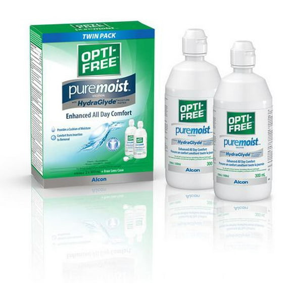 OPTI-FREE® PureMoist with HydraGlyde Twin Pack, Multipurpose Contact Lens Solution, Twin Pack 2 x 300 ml