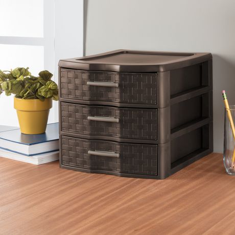 3 Drawer Wide Weave Tower Storage Organizer Cabinet - White - Rectangular - 24"x15.88"x21.88"