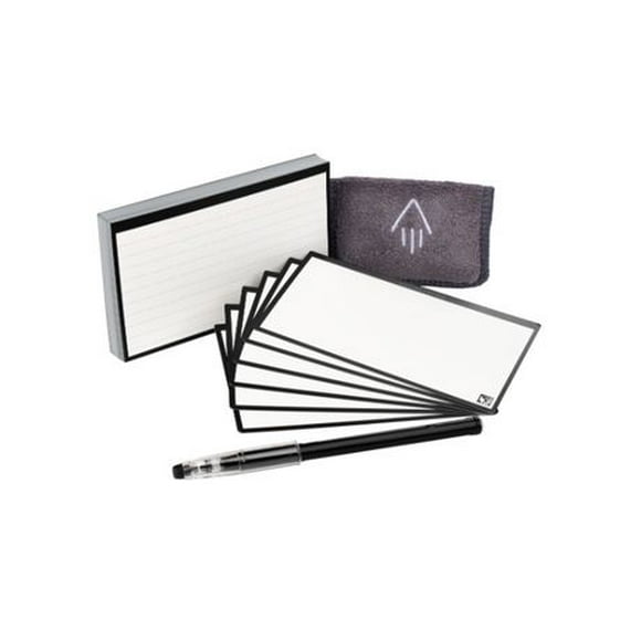 Cloud Cards Rocketbook - Cartes d’index numériques écologiques - Lot unique réutilisable de 40 (3" x 5") - Inclus 1 stylo Pilot FriXion ColorStick et 1 chiffon en microfibres Cartes de correspondance