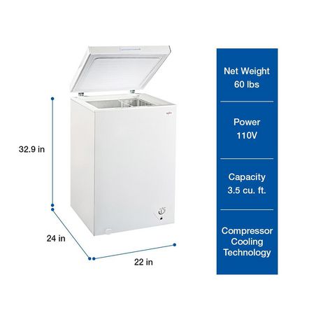 Koolatron Congélateur coffre compact, blanc, 5,5 pieds cubes
