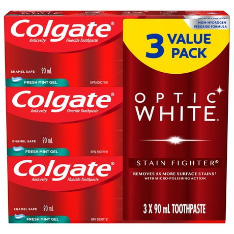 Colgate Optic White Stain Fighter Stain Removal Toothpaste, Fresh Mint ...