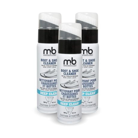 M&B Boot & Shoe Cleaner 3PK – 260g/9.2oz, Built-in Scrub Brush, Deep Cleaning