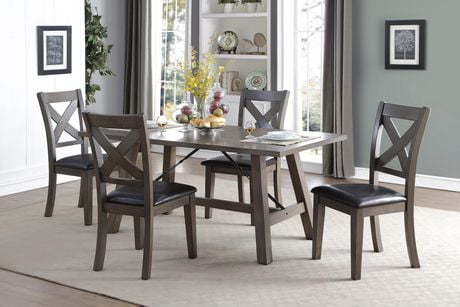 Topline Home Furnishings Grey Trestle Dining Set | Walmart Canada