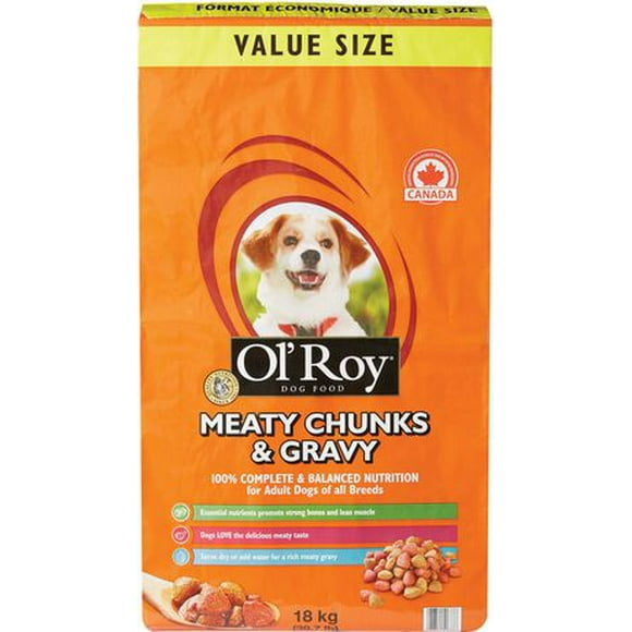 Ol' Roy Morceauz à la viande et sauce - Nourriture sèche pour chiens adultes 18 kg (39,7 livres)