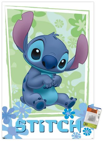 Disney Lilo and Stitch - Flowers Wall Poster with Push Pins, 22.375