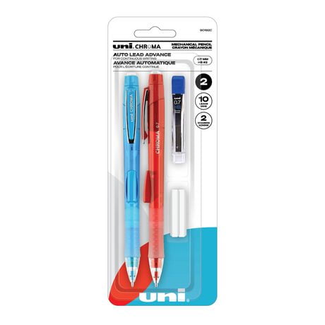 uni® Chroma Mechanical Pencil Starter Kit, 0.7mm, HB #2, Assorted Barrel - 2 Pack, CHROMA Mechanical Pencil Kit