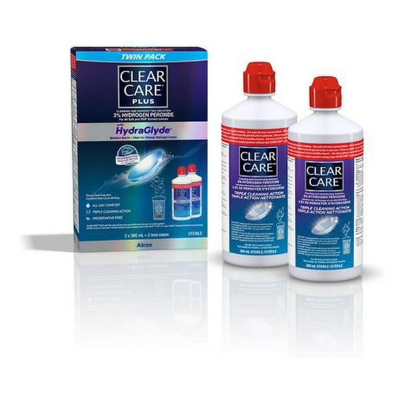 CLEAR CARE® Plus With HydraGlyde Contact Lens Solution, Twin Pack Cleaning & Disinfecting Solution With Hydrogen Peroxide, Twin Pack 2 x 360 ml