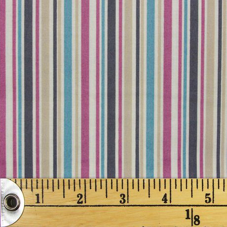 Fabric Creations Cream And Multicolour Vintage Stripes Cotton Fabric by ...