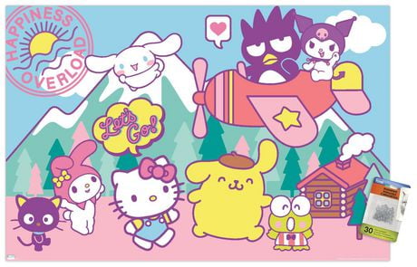 Hello Kitty and Friends - Happiness Overload Wall Poster, 14.725 x 22.375  Framed