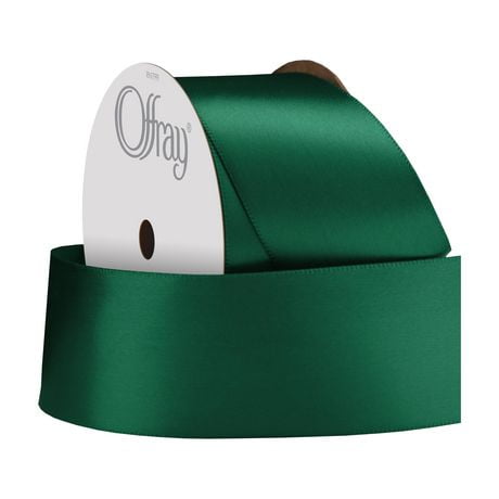 Offray Ribbon, Forest Green 1 1/2 inch Single Face Satin Polyester Ribbon, 12 feet, 12 feet Green Satin Ribbon