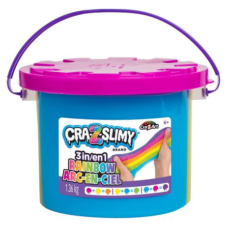 Cra-Z-Art Cra-Z-Slimy 3 in 1 Rainbow Slime Bucket, Slime Kit for Kids, Sensory Crafts, Ages 6 and up