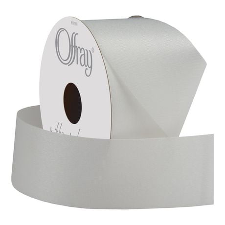 Offray Ribbon, White 1 1/2 inch Acetate Polyester Outdoor Ribbon for Floral Displays and Decorations, 21 feet, 1 Each, 1.5-inch White Ribbon
