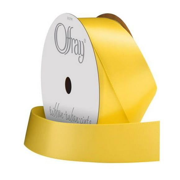 Offray Ribbon, Lemon Yellow 7/8 inch Single Face Satin Polyester Ribbon for Sewing, Crafts, and Gifting, 18 feet, 1 Each, 7/8 inch yellow ribbon