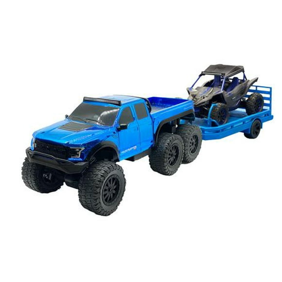 Combinaison de camion Ford Velociraptor téléguidé à échelle 1:10 avec véhicule côte à côte Yamaha YXZ à échelle 1:18, 2 télécommandes comprises