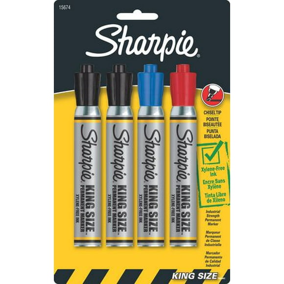 Marqueurs permanents Sharpie King Size, grande pointe biseautée, couleurs assorties,