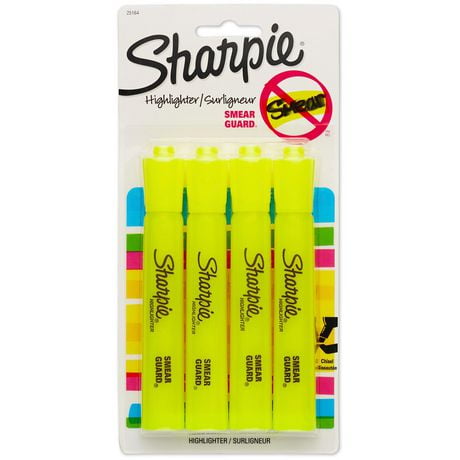 Sharpie Chisel Tip, Tank Highlighters, Yellow, 4-Pack, Easy gliding!