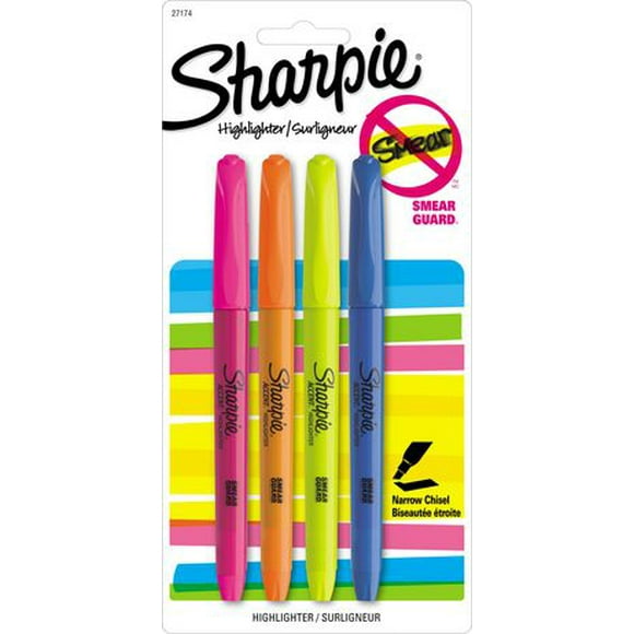 SHARPIE Pocket Highlighters, 4-Pack, Bold colours!