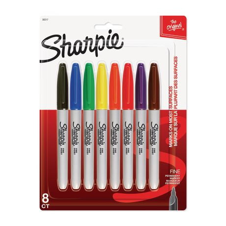 Sharpie Permanent Marker, Fine Tip, Assorted, 8-Pack, Sharpie Fine