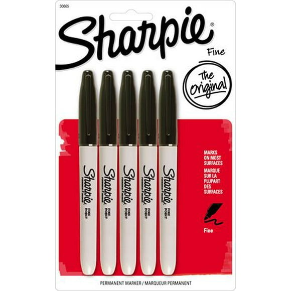 Sharpie Fine Tip Permanent Markers, Black, 5 Pack, Black permanent marker