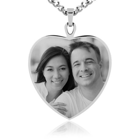PhotosEngraved - Fully Customized! Engrave your precious photo on a Stainless Steel Large Heart pendant - LHST