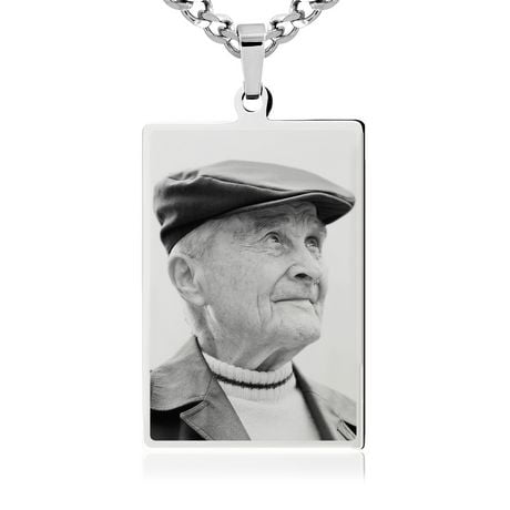 PhotosEngraved - Fully Customized! Engrave your precious photo on a Stainless Steel Large Rectangle pendant - LRST