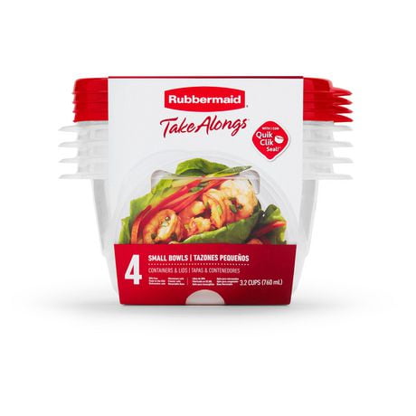 Rubbermaid TakeAlongs Food Storage Containers, 3.2 Cups, Deep Squares, 4 Pack, Tint Chili, Pack of 4