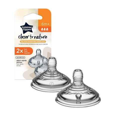 ,2-6 months plus|Free Delivery in 3 days TOMMEE TIPPEE Fast Flow Teats 2-Pack 