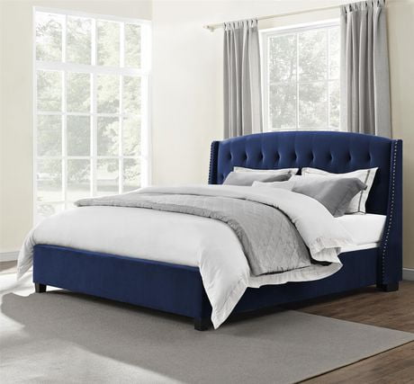 Harper King Upholstered Bed - Royal Blue | Walmart Canada