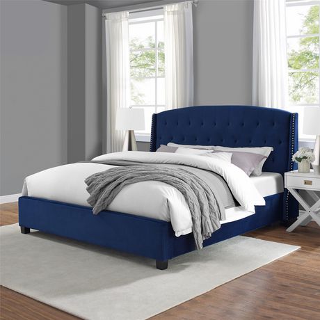 Harper King Upholstered Bed - Royal Blue | Walmart Canada