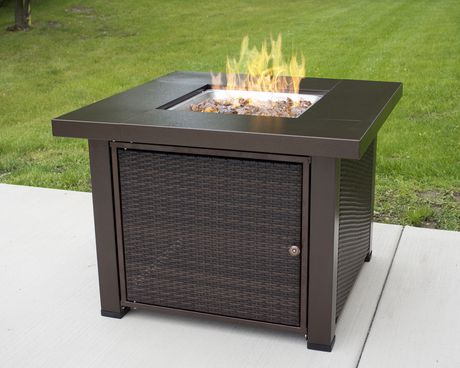 Square Wicker Gas Fire Pit Table, Pleasant Hearth Fire Pit Table