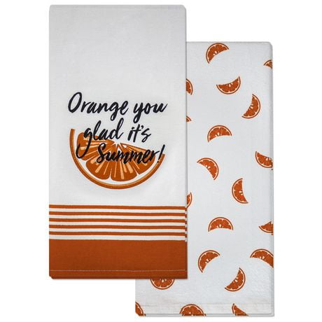 HOMETRENDS 2PK KITCHEN TOWELS ORANGE Walmart Canada   6000198221799 