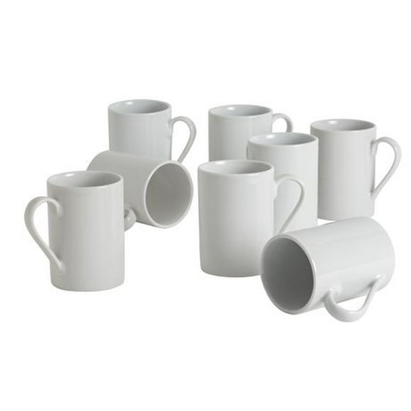 Table Top Gallery 8PK White Mugs, 8PK COFFEE MUGS