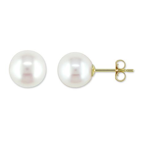 Miabella 8-8.5mm Cultured Freshwater Pearl 10 K Yellow Gold Stud