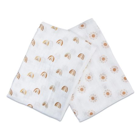 Lulujo - Bébé, nourrisson - Collection Bohème - Couvertures en mousseline de coton - Paquet de 2