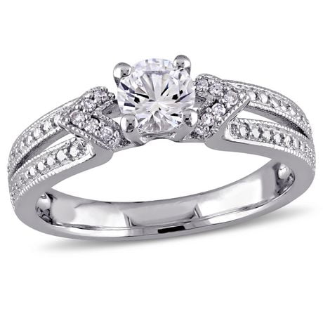 Miabella 5/8 Carat T.G.W. Created White Sapphire and Diamond-Accent Sterling Silver Vintage Engagement Ring