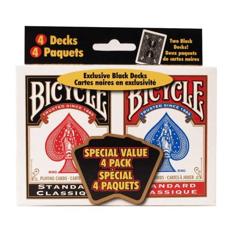 Bicycle 4-Pack Playing Cards, 4 decks of cards all in 1 pack
