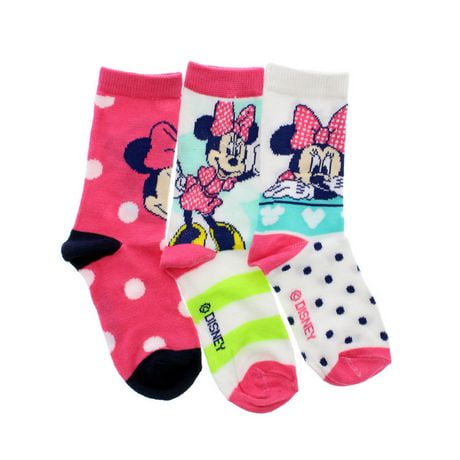 Minnie Mouse Girls' Crew Socks, Pack of 3 - Walmart.ca