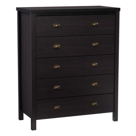 CorLiving Boston Modern Engineered Wood 5 Drawer Tall Dresser for Bedroom - Large Tall Chest of Drawers