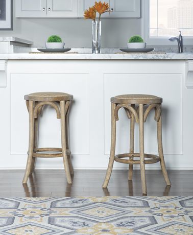 Whit Rattan Seat Backless Counter Stool, Backless Counter Height Stools Canada